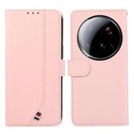 Custodia per telefono in pelle con trama delicata e RFID ABEEL per Xiaomi 15 Ultra (rosa)