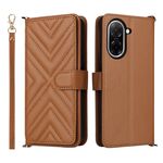 Custodia in pelle multifunzionale con 6 slot per schede per Xiaomi Poco C71 / Redmi A5 4G da 171,7 mm con cinturino da polso (marrone)