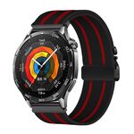 Cinturino per orologio in nylon elastico intrecciato con fibbia a paracadute da 22 mm (nero e rosso)