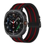 Cinturino elastico intrecciato in nylon con fibbia a paracadute per Samsung Galaxy Watch Ultra 47 mm (nero e rosso)