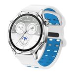 Cinturino per orologio in silicone con fibbia borchiata a doppia fila da 22 mm (bianco e blu)