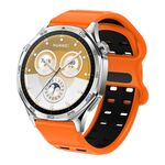 Cinturino per orologio in silicone con fibbia borchiata a doppia fila da 22 mm (arancione nero)