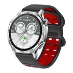 Cinturino per orologio in silicone con fibbia borchiata a doppia fila da 22 mm (nero e rosso)