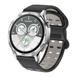 Cinturino per orologio in silicone con fibbia borchiata a doppia fila da 22 mm (nero grigio)