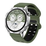 Cinturino per orologio in silicone con fibbia a doppia fila di fori da 22 mm (verde militare nero)