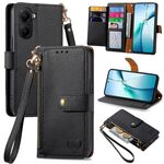 Custodia in pelle con laccetto Love Zipper per Xiaomi Poco X7 Pro (nera)