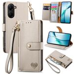 Custodia in pelle con laccetto Love Zipper per Redmi Turbo 4 (grigio)