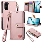 Custodia in pelle con laccetto Love Zipper per Redmi Turbo 4 (rosa)