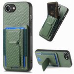 Custodia per telefono con supporto pieghevole in fibra di carbonio per iPhone 16e (verde)