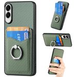Custodia ad anello con portafoglio in fibra di carbonio per Samsung Galaxy S25 Edge 5G (verde)