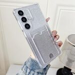 Custodia in TPU con placcatura glitter sfumata per Samsung Galaxy S24 5G e slot per schede (trasparente)