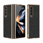 Per Samsung Galaxy Z Fold3 Custodia pieghevole in pelle di agnello elettrolitica (nera)