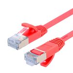 Cavo LAN di rete RJ45 Ethernet piatto ultrasottile ad alta velocità CAT7 da 10 m con testa placcata oro (Rosso)