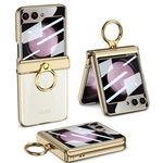 Per Samsung Galaxy Z Flip5 GKK Custodia magnetica pieghevole per telefono Phantom Rotary con supporto ad anello (Champagne Gold)