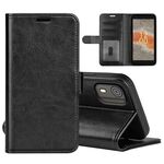 Custodia per cellulare in pelle con texture orizzontale per Nokia C02 R64 (nera)