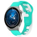 Per Huawei Watch GT3 Pro 46mm 22mm cinturino in silicone bicolore (ciano + bianco)