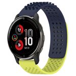 Per cinturino in silicone traspirante con punti 3D Garmin Venu 2 Plus con fori da 20 mm (blu notte + verde lime)