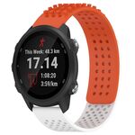 Per cinturino in silicone traspirante con punti 3D Garmin Forerunner 245 Music, fori da 20 mm (arancione + bianco)