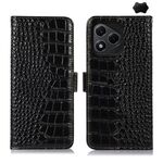 Custodia per telefono in pelle di vacchetta con strato superiore in coccodrillo per Honor 400 Lite (nera)