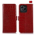 Custodia per telefono in pelle di vacchetta con strato superiore in coccodrillo per Honor 400 Lite (rossa)