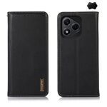 Custodia per telefono in pelle di vacchetta con strato superiore in nappa KHAZNEH per Honor 400 Lite (nera)