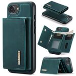 Custodia in pelle per iPhone 16e DG.MING M1 Series con portafoglio multi-carta a 3 ante (verde)