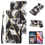 Custodia in pelle con cuciture color bronzo marmorizzato per iPhone 16e (nera)