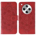 Custodia in pelle per telefono OPPO Find X8 con motivo a rilievo Sun Mandala (rosso)