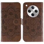 Custodia in pelle per telefono OPPO Find X8 con motivo a rilievo Sun Mandala (marrone)