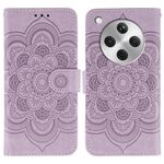 Custodia in pelle per telefono OPPO Find X8 con motivo a rilievo Sun Mandala (viola)