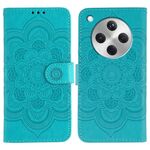Custodia in pelle per telefono OPPO Find X8 con motivo in rilievo Sun Mandala (blu)