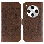 Custodia in pelle per telefono OPPO Find X8 Pro con motivo a rilievo Sun Mandala (marrone)