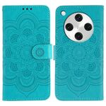 Custodia in pelle per telefono OPPO Find X8 Pro con motivo in rilievo Sun Mandala (blu)