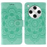 Custodia in pelle per telefono OPPO Find X8 Pro con motivo in rilievo Sun Mandala (verde)