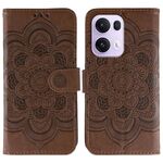 Custodia in pelle per telefono OPPO Reno13 Pro con motivo a rilievo Sun Mandala (marrone)