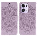 Custodia in pelle per telefono OPPO Reno13 Pro con motivo a rilievo Sun Mandala (viola)