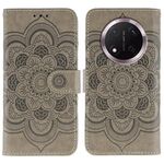 Custodia in pelle per telefono cellulare con motivo in rilievo Sun Mandala per Honor Magic7 Lite (grigio)
