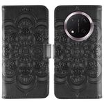 Custodia in pelle per telefono Honor Magic7 Lite con motivo a rilievo Sun Mandala (nera)