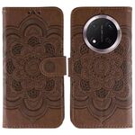 Custodia in pelle per telefono Honor Magic7 Lite con motivo a rilievo Sun Mandala (marrone)