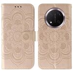 Custodia in pelle per telefono Honor Magic7 Lite con motivo a rilievo Sun Mandala (oro rosa)