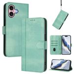 Custodia per telefono in pelle retrò con fibbia a giunzione per iPhone 16 (verde menta)