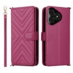 Custodia in pelle multifunzionale con 6 slot per schede per Ulefone Note 19 e cinturino da polso (rosso rosa)