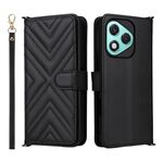 Custodia in pelle multifunzione con 6 slot per schede per Honor 400 Lite 5G e cinturino da polso (nera)