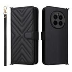 Custodia in pelle multifunzione con 6 slot per schede per Honor Magic7 5G e cinturino da polso (nera)