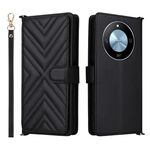 Custodia in pelle per telefono multifunzionale intelligente con 6 slot per schede per Honor X60 5G / X9c con cinturino da polso (nero)