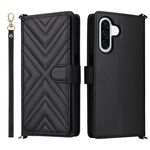 Custodia in pelle multifunzione con 6 slot per schede per Samsung Galaxy A26 5G e cinturino da polso (nera)