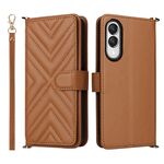 Custodia in pelle multifunzione con 6 slot per schede per Samsung Galaxy S25 Edge 5G e cinturino da polso (marrone)