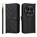 Custodia in pelle per telefono Xiaomi 15 Ultra multifunzionale con 6 slot per carte e cinturino da polso (nera)