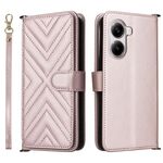 Custodia in pelle multifunzione con 6 slot per schede per Xiaomi Poco X7 Pro 5G / Redmi Turbo 4 con cinturino da polso (rosa)