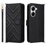 Custodia in pelle multifunzione con 6 slot per schede per Xiaomi Poco X7 Pro 5G / Redmi Turbo 4 con cinturino da polso (nero)